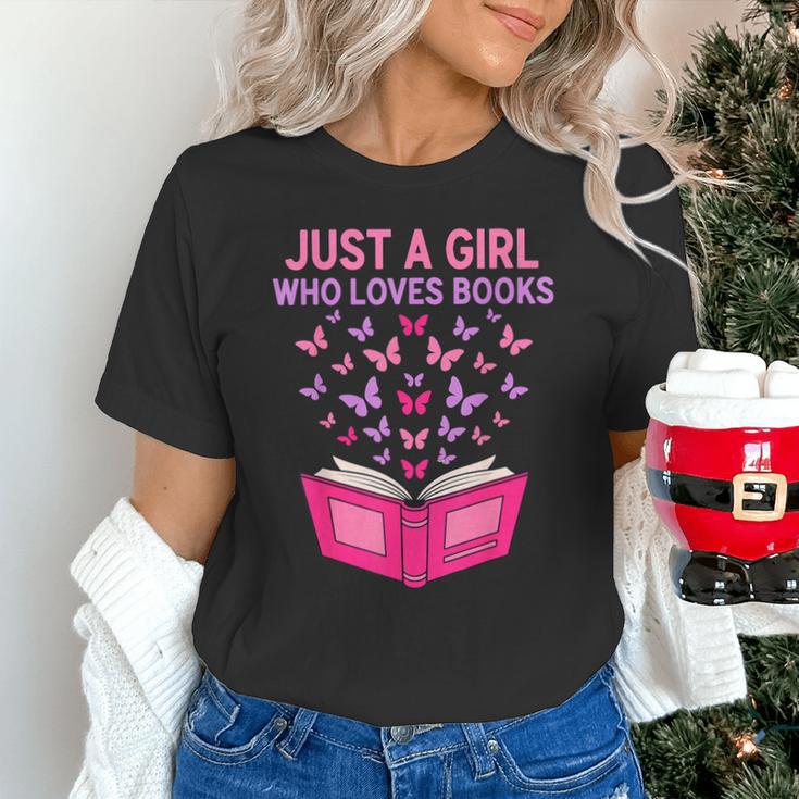 Just A Girl Who Loves Books Butterflies Reading Unisex T-Shirt Just A Girl Who Loves Books Butterflies Reading Unisex T-Shirt