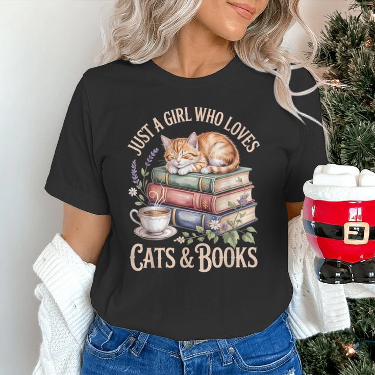 Just A Girl Who Loves Cats And Books Reading Librarian Unisex T-Shirt Just A Girl Who Loves Cats And Books Reading Librarian Unisex T-Shirt