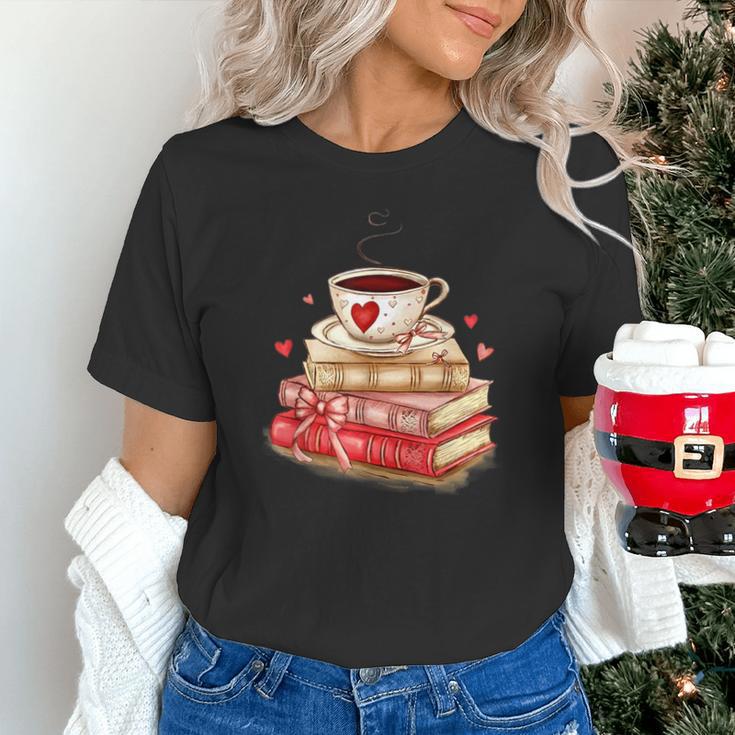 Love Book Coffee Heart Coquette Bow Valentines Day Unisex T-Shirt