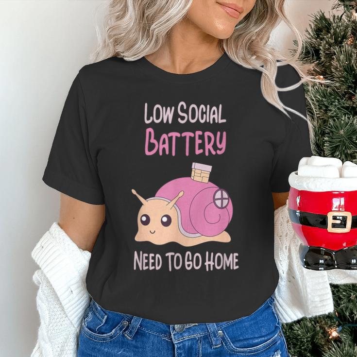 Low Social Battery Cute Snail With House Introvert Cozy Home Unisex T-Shirt Low Social Battery Cute Snail With House Introvert Cozy Home Unisex T-Shirt