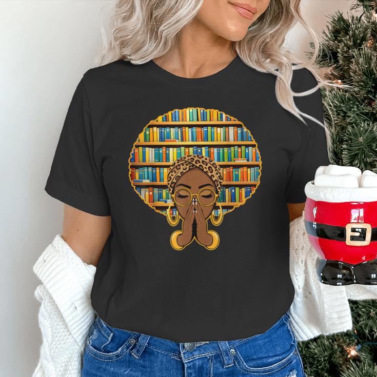 Melanin Afro Women Girl Book Librarian History African Unisex T-Shirt