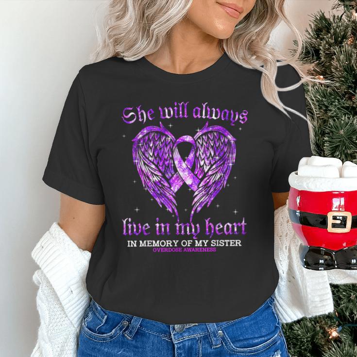 In Memory Of My Sister Overdose Awareness Angel Wing Unisex T-Shirt