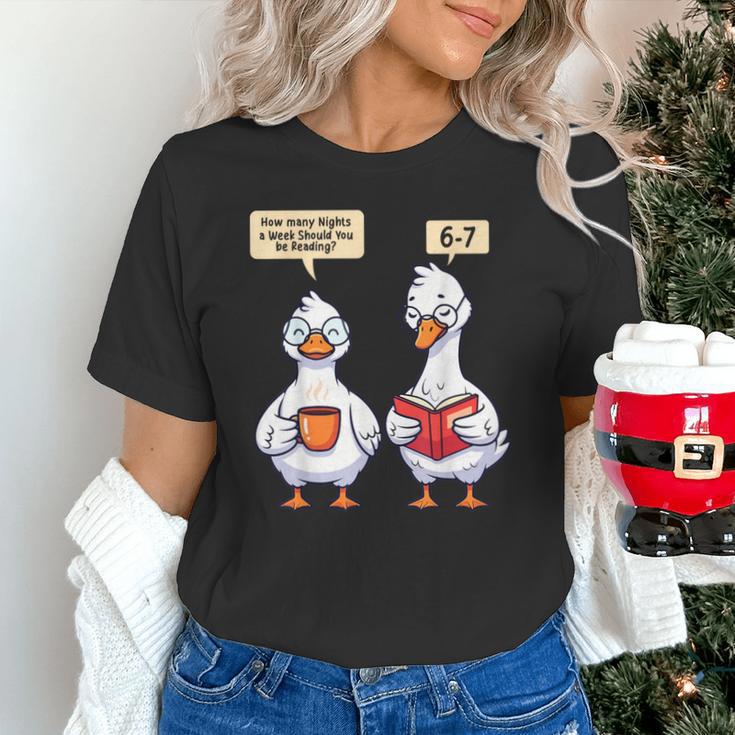 How Many Nights Reading Goose Book Lover Reader Unisex T-Shirt