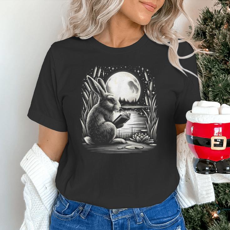 Rabbit Reading Book Full Moon Lake Scenery Unisex T-Shirt Rabbit Reading Book Full Moon Lake Scenery Unisex T-Shirt