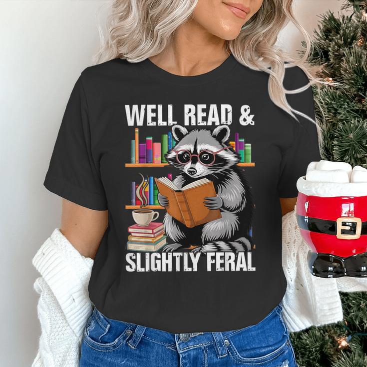 Well Read & Slightly Feral Raccoon Book Lover Graphic Unisex T-Shirt