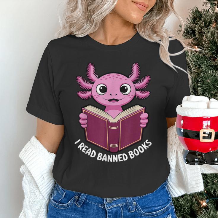 I Read Banned Books Axolotl Reading Unisex T-Shirt