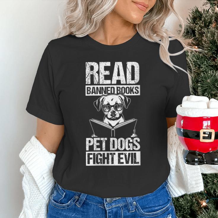 Read Banned Books PET DOGS FIGHT EVIL Read Banned Books Dog Unisex T-Shirt