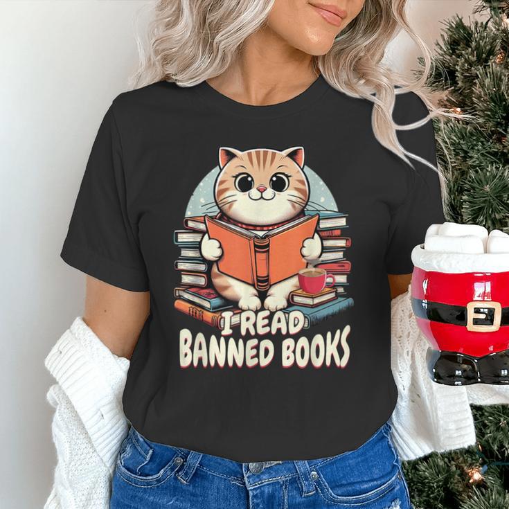 I Read Banned Books Shirt Cat Lover Bookworm Reader Men Women Kids Unisex T-Shirt