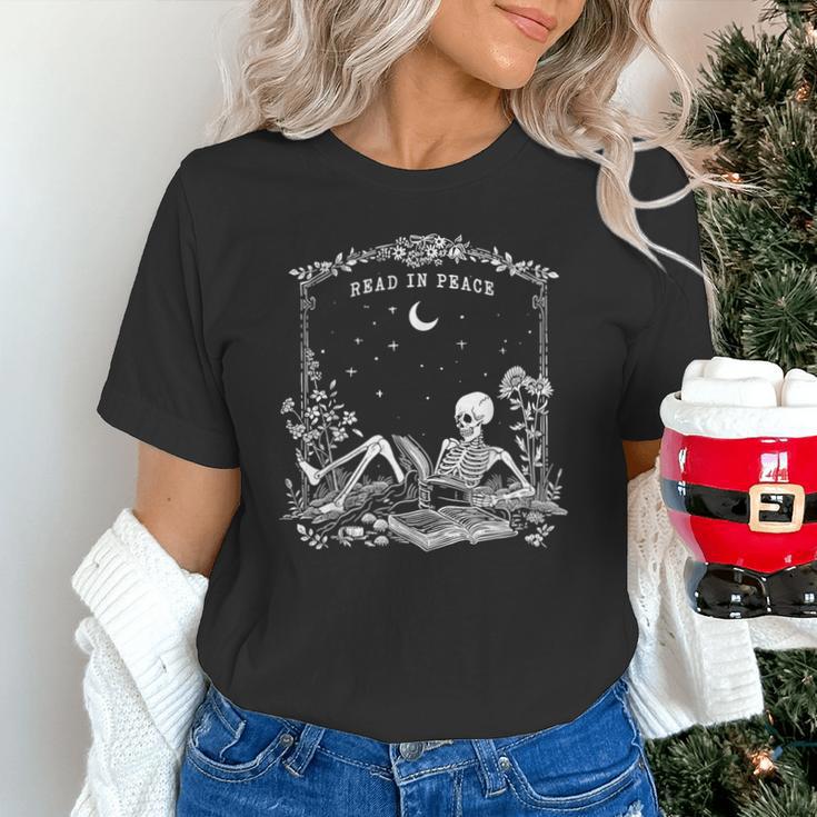 Read In Peace Skeleton Reading Book Halloween Bookish Unisex T-Shirt Read In Peace Skeleton Reading Book Halloween Bookish Unisex T-Shirt