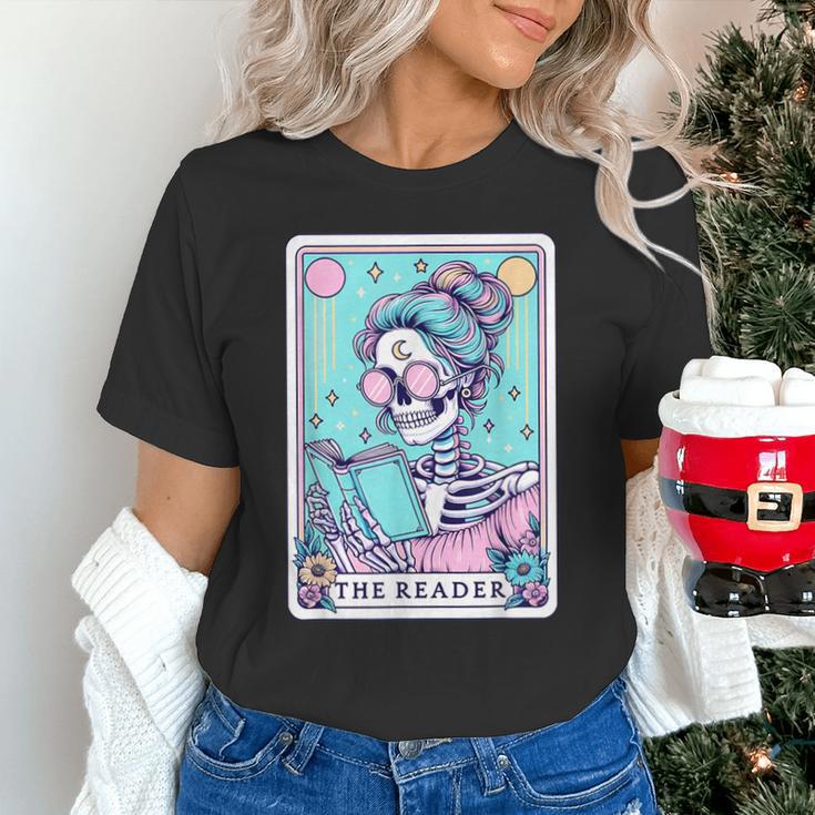 The Reader Retro Reading Skeleton Books Flowers Tarot Card Unisex T-Shirt The Reader Retro Reading Skeleton Books Flowers Tarot Card Unisex T-Shirt