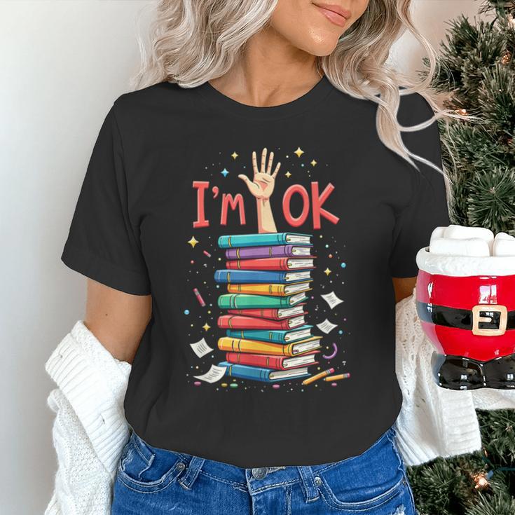 Reading Books Librarian Reader Nerd I'm Ok School Teacher Unisex T-Shirt