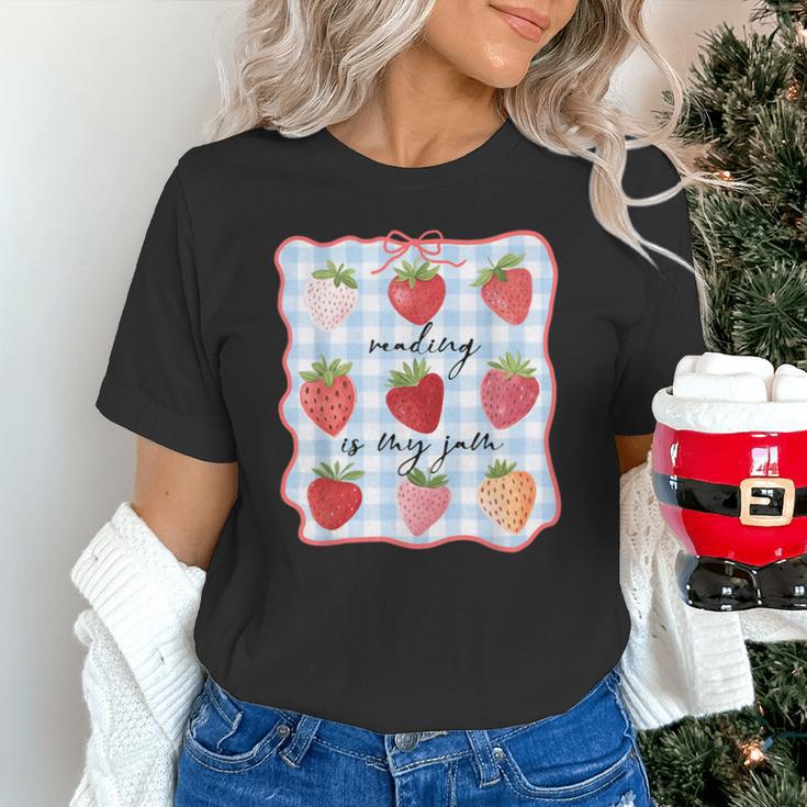 Reading Is My Jam Preppy Stawberry Bookworm Book Lover Nerd Unisex T-Shirt
