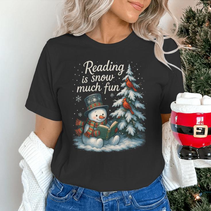 Reading Is Snow Much Fun Christmas Books Snowman Bookworm Unisex T-Shirt