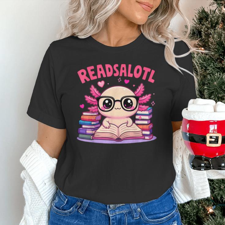 Readsolotl Pink Kawaii Axolotl Book Lover Reading Unisex T-Shirt