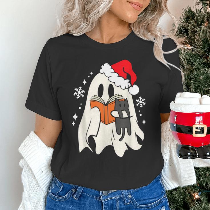 Retro Ghost Reading Book With Cat Bookish Club Christmas Men Women Kids Unisex T-Shirt