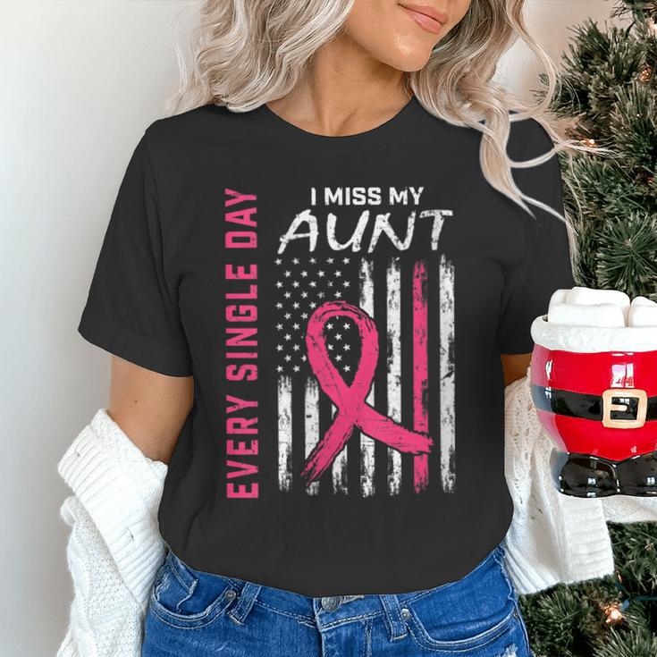 RIP Memorial In Memory Of Aunt Breast Cancer Awareness Flag Unisex T-Shirt