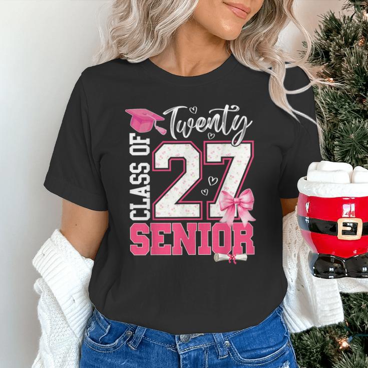 Senior 2027 Class Of 2027 Pink Coquette Bow Graduation Girl Unisex T-Shirt