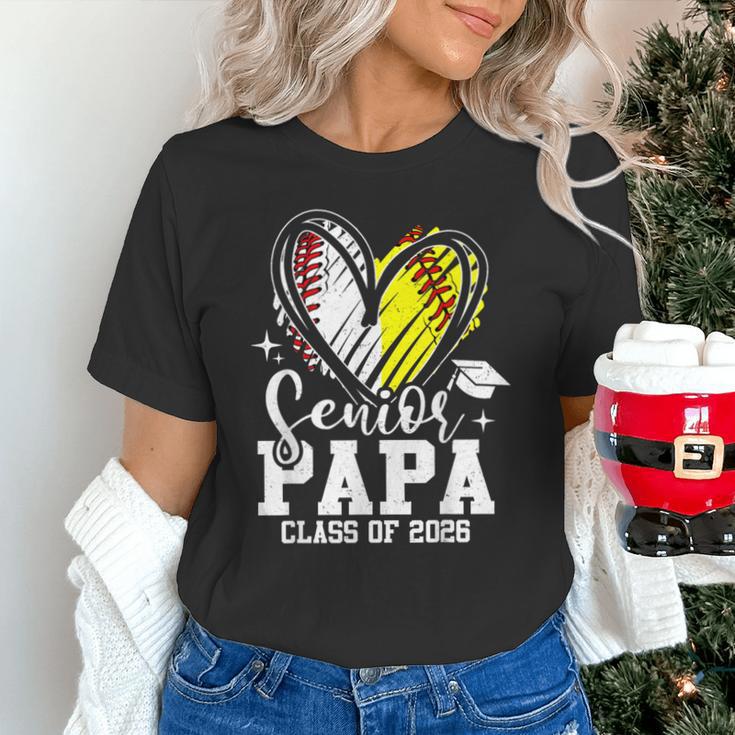 Senior Papa Class Of 2026 Baseball Softball Graduation Heart Unisex T-Shirt