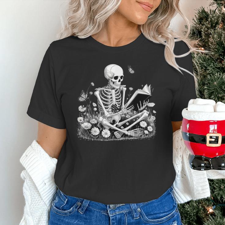 Skeleton Reading Book Floral Dark For Book Lovers Unisex T-Shirt Skeleton Reading Book Floral Dark For Book Lovers Unisex T-Shirt