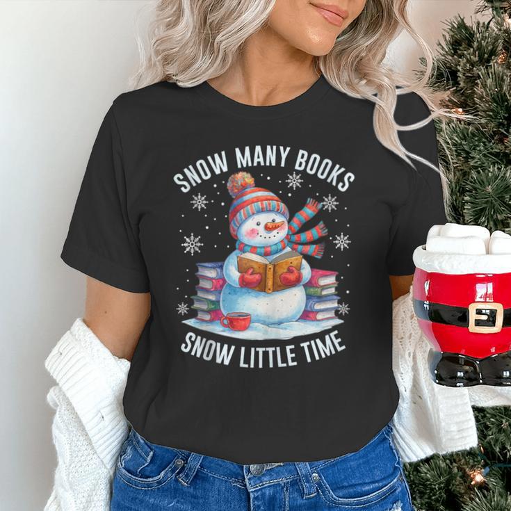 Snowman Reading Snow Many Books Snow Little Time Winter Unisex T-Shirt