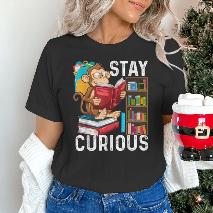 Stay Curious Monkey Reading Book Lover Bookworm Unisex T-Shirt Stay Curious Monkey Reading Book Lover Bookworm Unisex T-Shirt