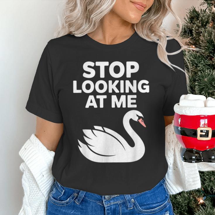 Stop Looking At Me Swan Introvert Humor Unisex T-Shirt Stop Looking At Me Swan Introvert Humor Unisex T-Shirt