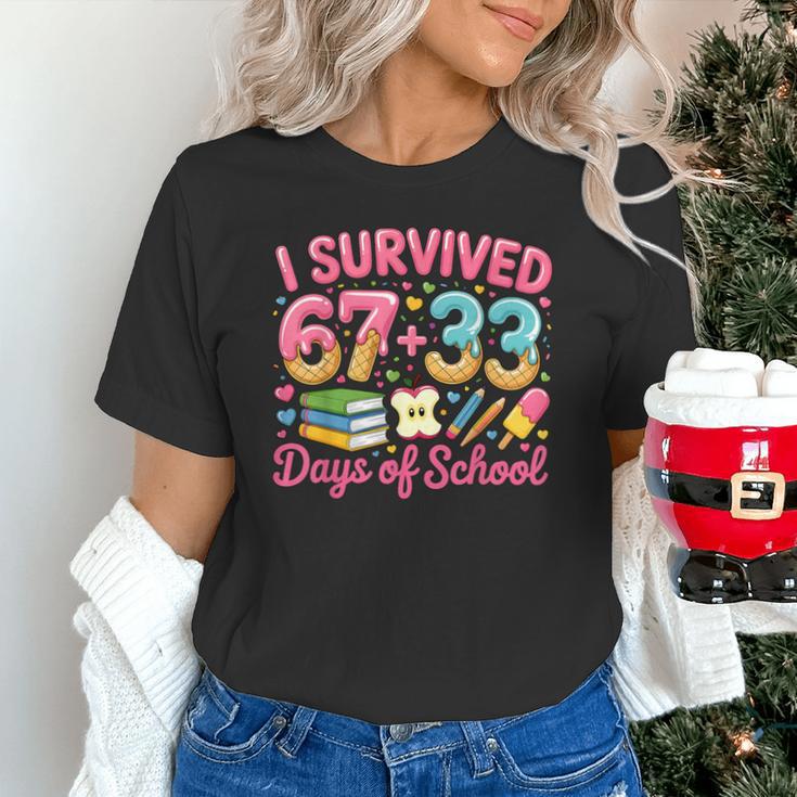 Survived 67 Days Of School Ice Cream Drip Apple Pencil Book Unisex T-Shirt