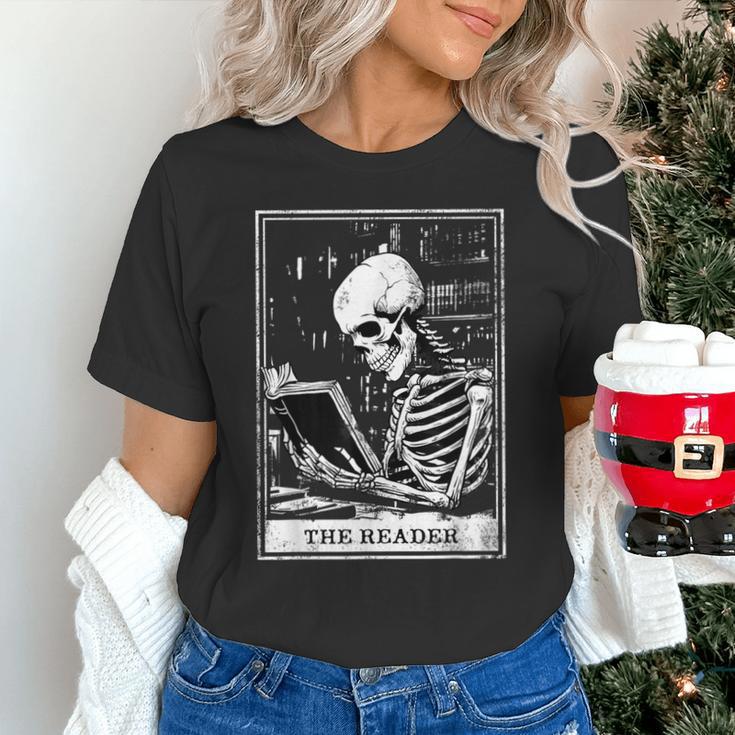Tarot Card Shirt The Reader Tarot Skeleton Reading Book Unisex T-Shirt