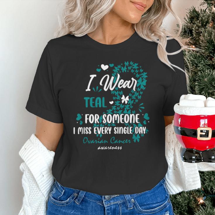 Teal Ovarian Cancer Angel Memory Warrior Support Family Unisex T-Shirt