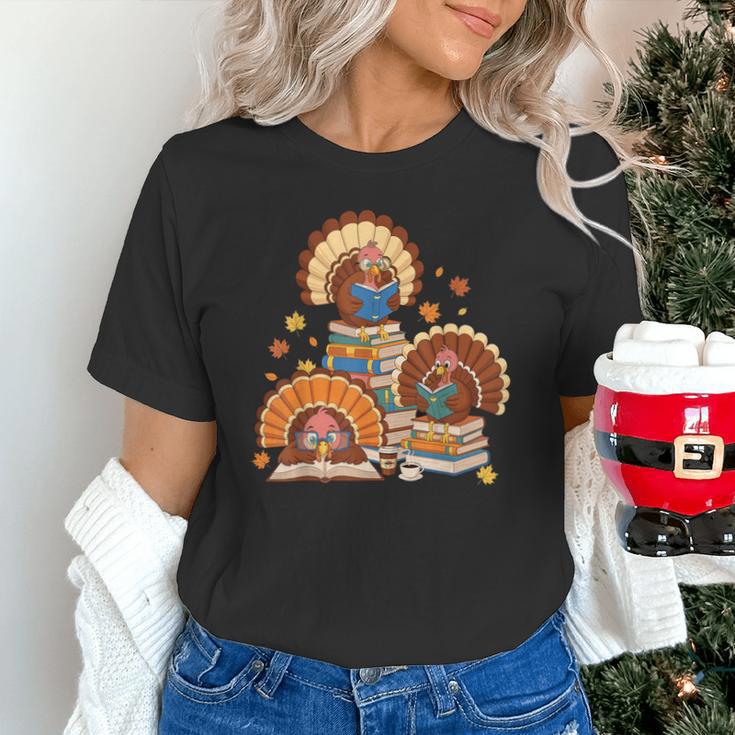 Turkey Read Books Reading Fall Thanksgiving Teacher Unisex T-Shirt