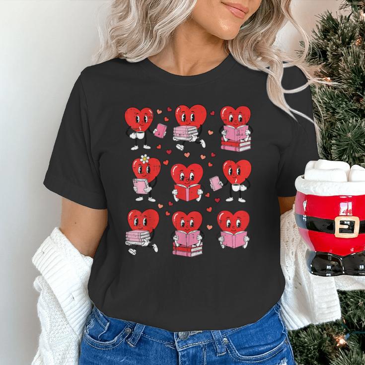Valentines Day Librarian Heart Reading Book Women Men Kids Unisex T-Shirt
