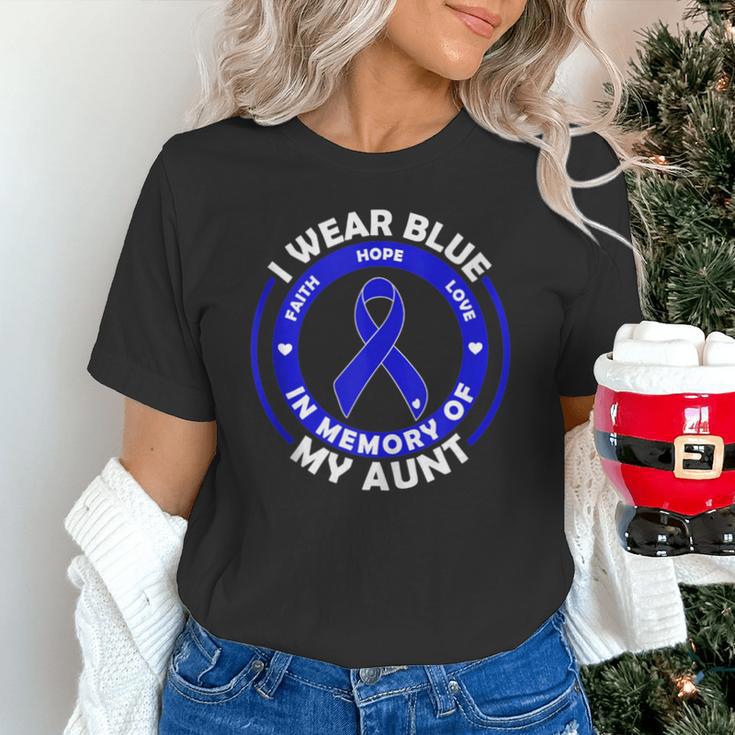 I Wear Blue In Memory Of My Aunt Colon Cancer Awareness Unisex T-Shirt