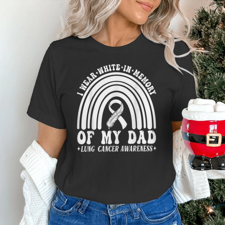 I Wear In Memory Of Dad Lung Cancer Awareness Ribbon Unisex T-Shirt