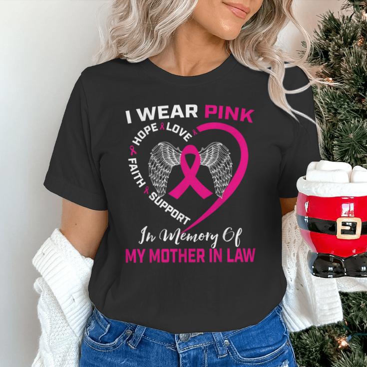 I Wear Pink In Memory Of My Mother In Law Mom Breast Cancer Unisex T-Shirt