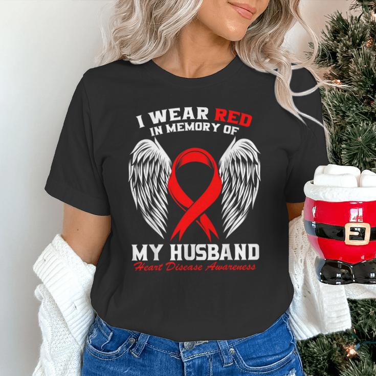 I Wear Red In Memory Of My Husband Heart Disease Awareness Unisex T-Shirt