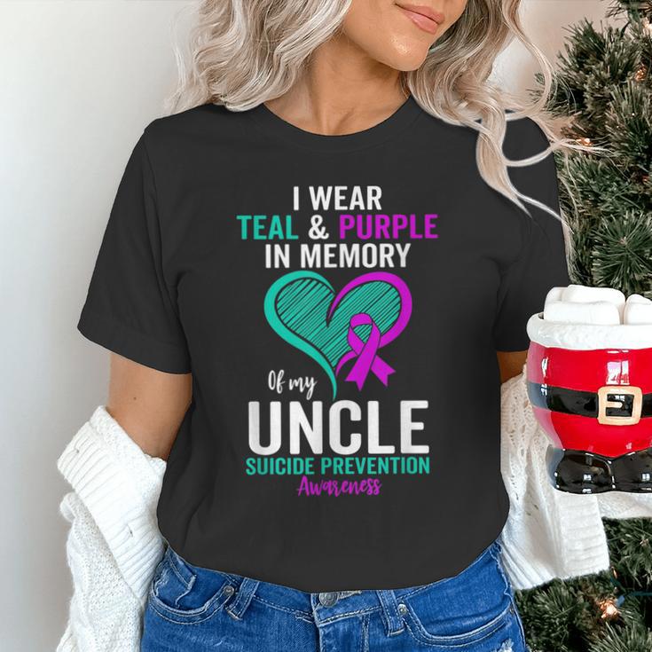 I Wear Teal And Purple In Memory Of My Uncle Mental Health Unisex T-Shirt