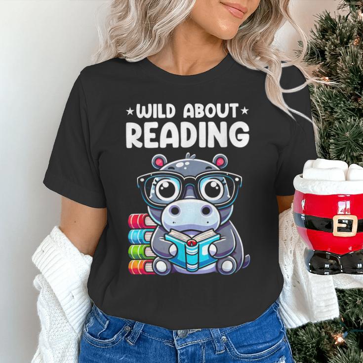 Wild About Reading Book Lover Hippo Unisex T-Shirt