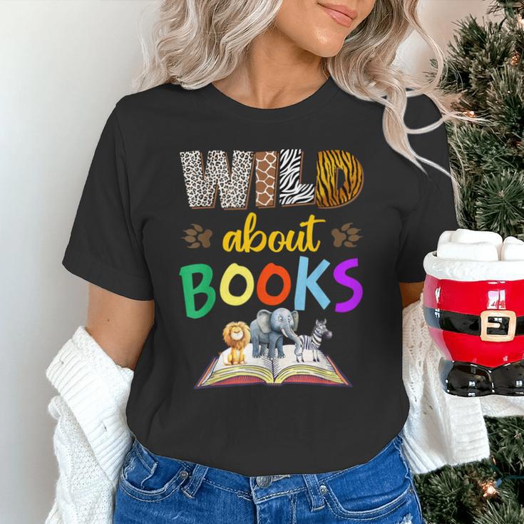 Wild About Reading Books Reader Bookworm Animals Book Lover Unisex T-Shirt Wild About Reading Books Reader Bookworm Animals Book Lover Unisex T-Shirt