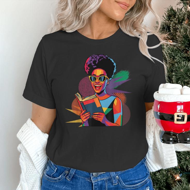 Woman Reading Book Lover Geometric Girl Afro History Unisex T-Shirt