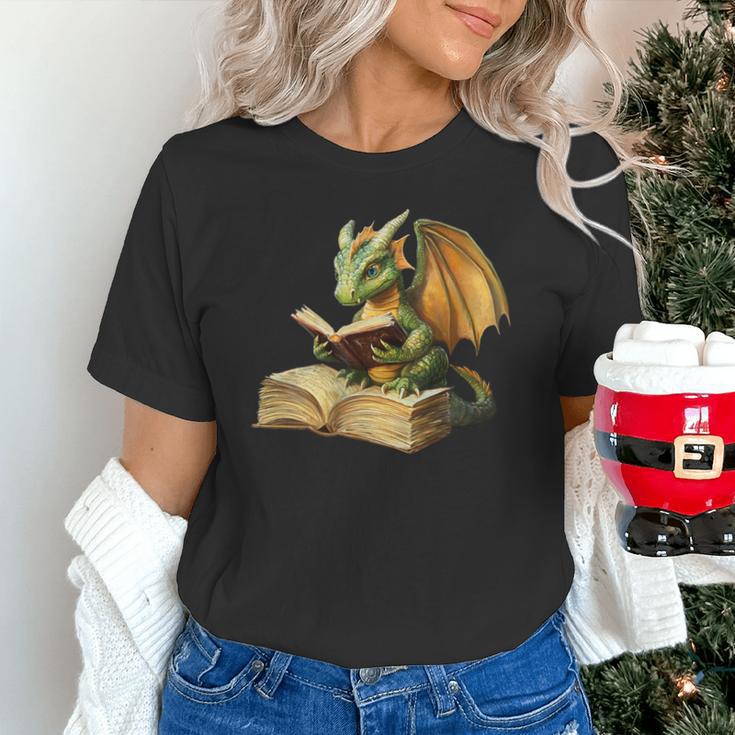 Women's Dragon Bookworm Reading Book Graphic Unisex T-Shirt Women's Dragon Bookworm Reading Book Graphic Unisex T-Shirt