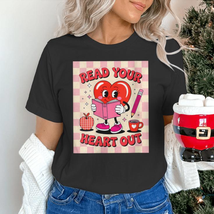 Women's Read Your Heart Out Groovy Bookish Valentine Day Women Girls Unisex T-Shirt