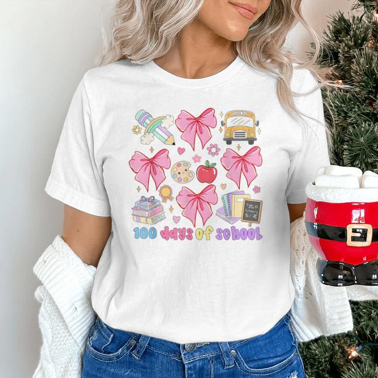 100 Days Of School Coquette Bow School Bus Pencil Books Unisex T-Shirt