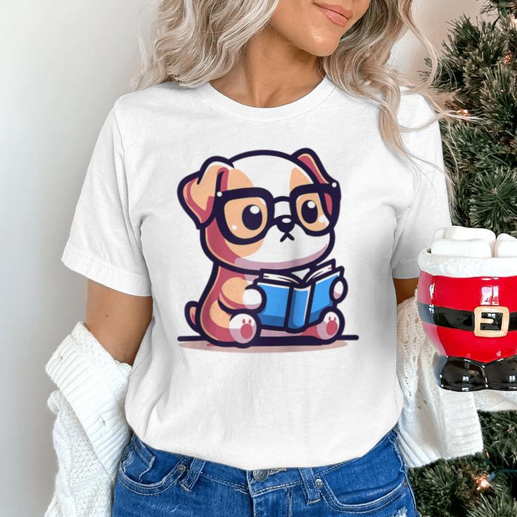 Adorable Book Lover Bulldog With Reading Glasses Cute Raglan Baseball Tee Unisex T-Shirt