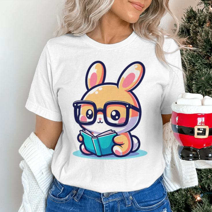 Adorable Book Lover Rabbit With Reading Glasses Cute Premium Unisex T-Shirt Adorable Book Lover Rabbit With Reading Glasses Cute Premium Unisex T-Shirt