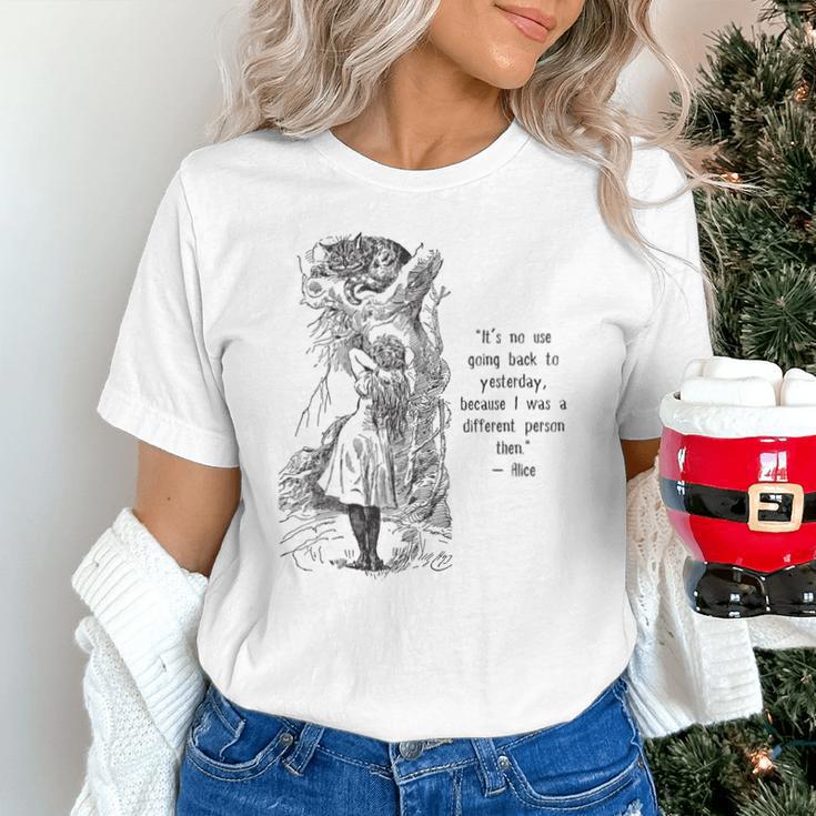 Alice Adventures Wonderland Vintage Book Quote Lewis Carrol Unisex T-Shirt
