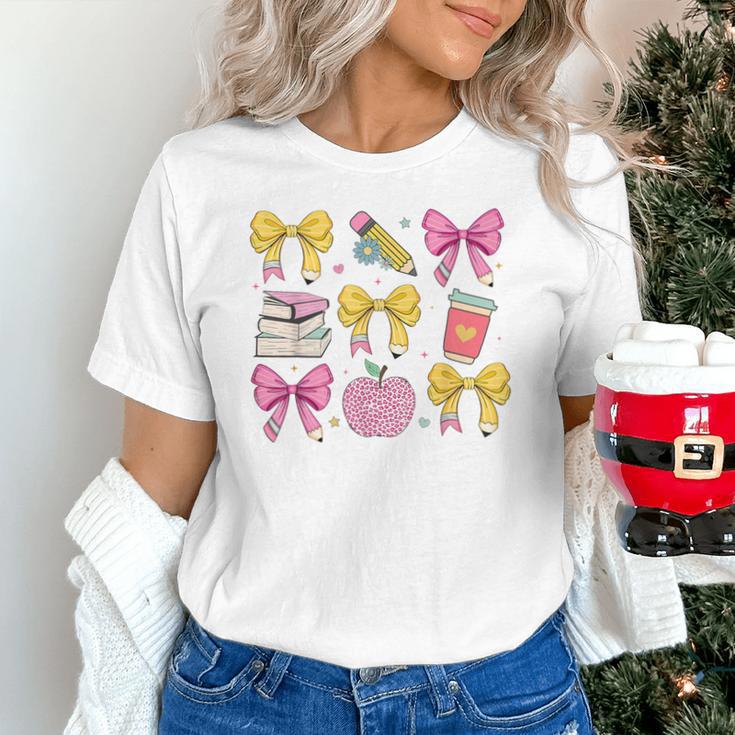Apple Coquette Bow Books First Day Of School Back To School Unisex T-Shirt Apple Coquette Bow Books First Day Of School Back To School Unisex T-Shirt