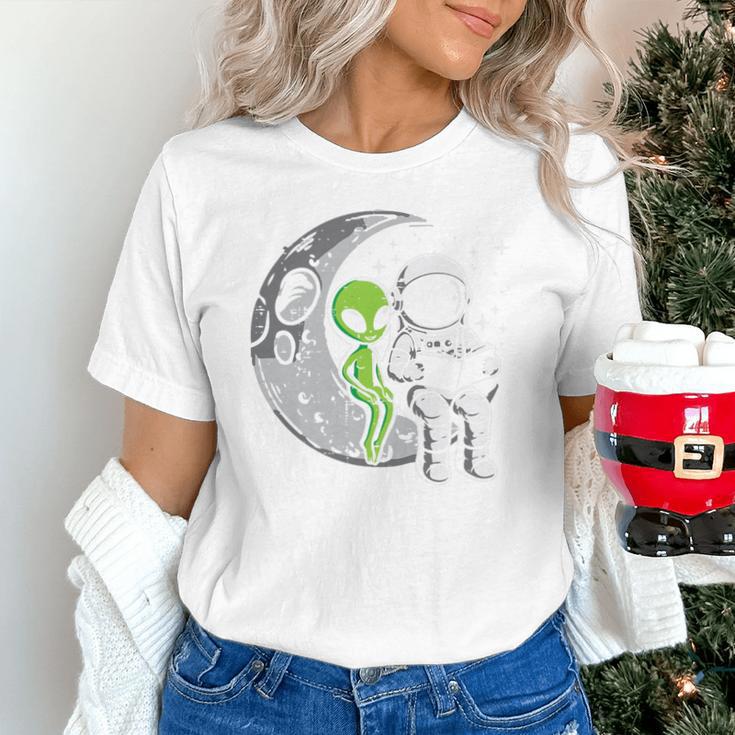 Astronaut Reading Book To Alien Moon Space Women Kids Men Premium Tri-Blend Unisex T-Shirt