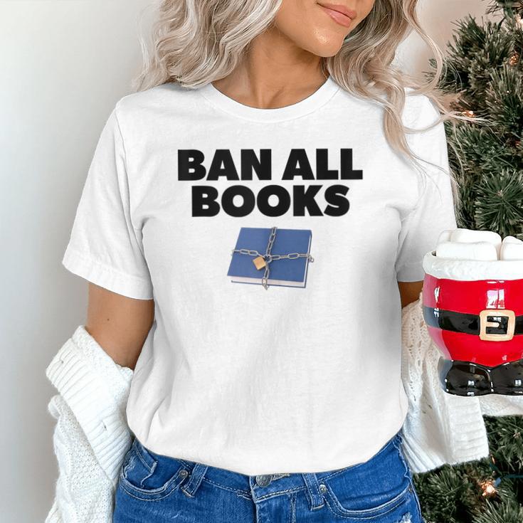 Ban All Books Satire Parody Meme Joke Ironic Sarcastic Weird Unisex T-Shirt