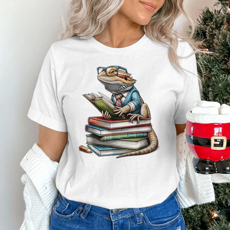 Bearded Dragon Reading Books Matching Bookworm Librarian Unisex T-Shirt