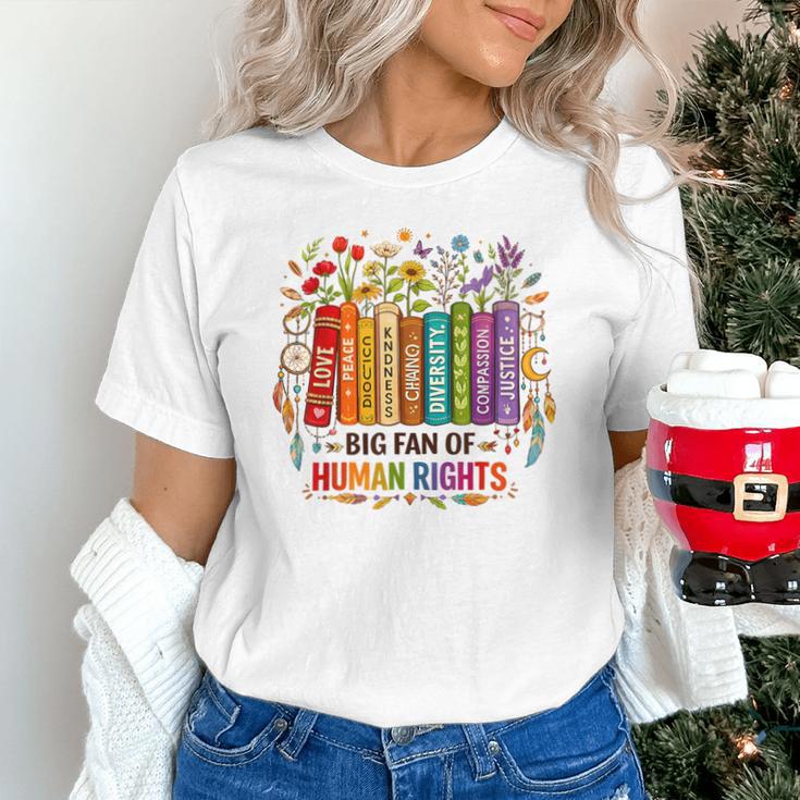 Boho Floral Book Big Fan Of Human Rights Liberal Protest Unisex T-Shirt